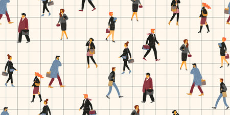 Seamless pattern with people going to work.の写真素材
