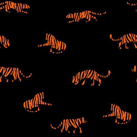Seamless exotic pattern with abstract silhouettes of tigers.のイラスト素材