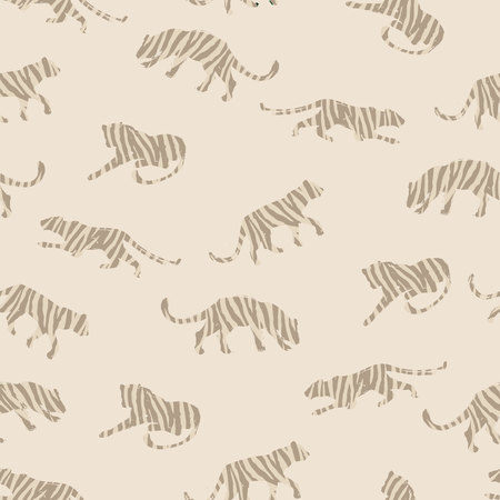 Seamless exotic pattern with abstract silhouettes of tigers.の写真素材