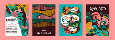 Brazil carnival. Vector templates with trendy abstract elements. Poster design for carnival concept and other usersのイラスト素材