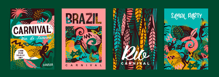 Brazil carnival. Vector templates with trendy abstract elements. Poster design for carnival concept and other usersのイラスト素材