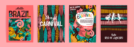 Brazil carnival. Vector templates with trendy abstract elements. Poster design for carnival concept and other usersのイラスト素材