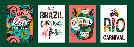 Brazil carnival. Vector templates with trendy abstract elements. Poster design for carnival concept and other usersのイラスト素材