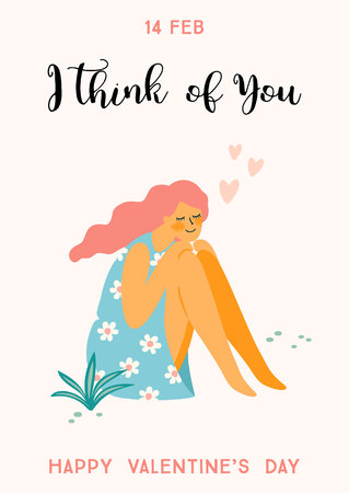 Romantic illustration with people. Vector design concept for Valentines Day and other users.のイラスト素材