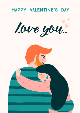 Romantic illustration with people. Love, love story, relationship. Vector design concept for Valentines Day and other users.のイラスト素材
