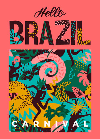 Brazil carnival. Vector illustration with trendy abstract elements. Poster design for carnival concept and other usersのイラスト素材