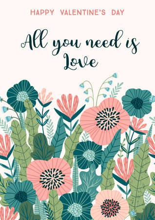 Floral design concept for Valentines Day and other users. Flower illustration.のイラスト素材