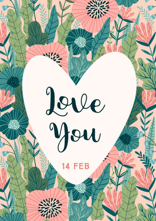 Floral design concept for Valentines Day and other users. Flower illustration.のイラスト素材