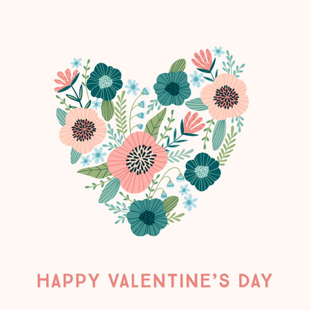 Floral design concept for Valentines Day and other users. Flower illustration.のイラスト素材