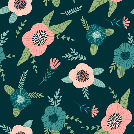 Floral seamless pattern. Vector design for paper, cover, fabric, interior decor and other usersのイラスト素材