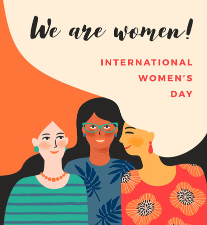International Womens Day. Vector template with women.のイラスト素材