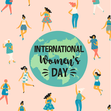 International Womens Day. Vector illustration with dancing women for card, poster, flyer and other users.のイラスト素材