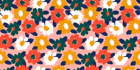 Floral seamless pattern. Vector design for paper, cover, fabric, interior decor and other usersのイラスト素材