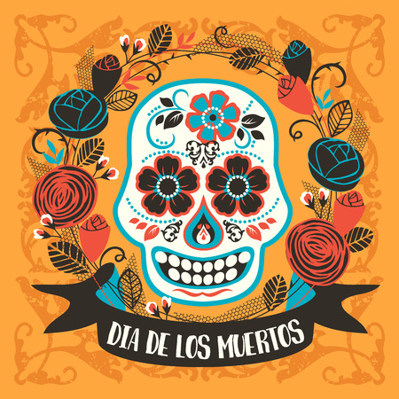 Dia de los muertos. Day of The Dead. Vector design element for invitation, banner, card, poster, flyer, web and other users.のイラスト素材