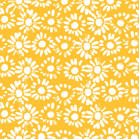 Abstract floral seamless pattern with chamomile. Trendy hand drawn textures. Modern abstract design for,paper, cover, fabric and other usersのイラスト素材