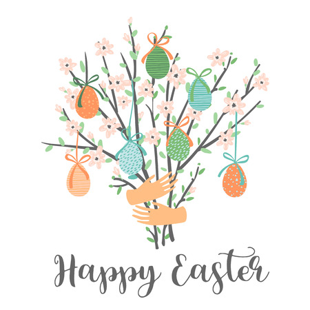 Happy Easter. Vector template for card, poster, flyer and other users.のイラスト素材