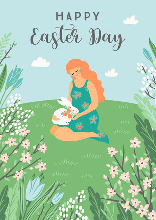 Happy Easter. Vector template for card, poster, flyer and other users.のイラスト素材