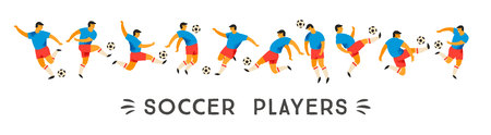 Vector set of soccer players. Design element for card, poster, flyer and other use.のイラスト素材