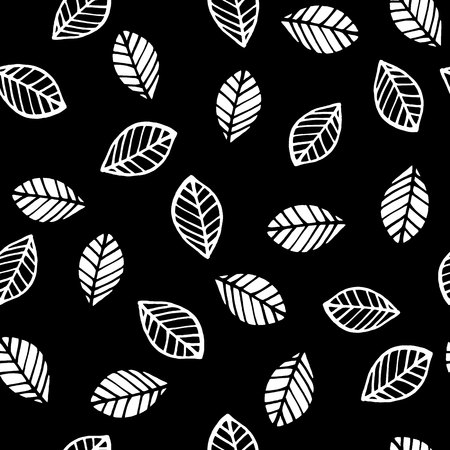 Abstract floral seamless pattern with leaves. Trendy hand drawn textures.のイラスト素材