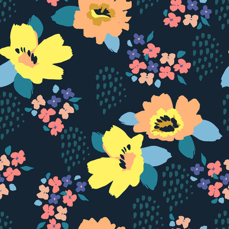 Floral seamless pattern. Vector design for paper, cover, fabric, interior decor and other usersのイラスト素材