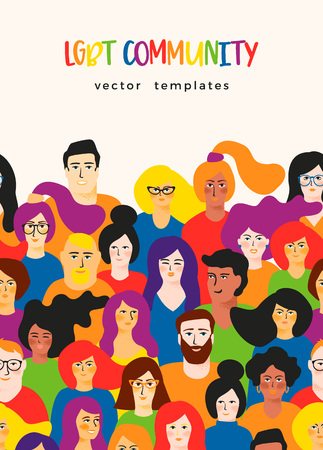 template with young men and women in LGBT colors.のイラスト素材