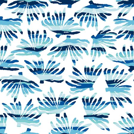 sea seamless pattern with hand drawn textures. Modern abstract designのイラスト素材