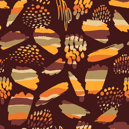 Tribal ethnic seamless pattern with strokes and splashes.のイラスト素材
