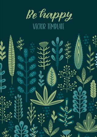 Vector floral design with cute herbs and leaves.のイラスト素材