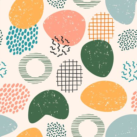 Abstract artistic seamless pattern with trendy hand drawn texturesのイラスト素材