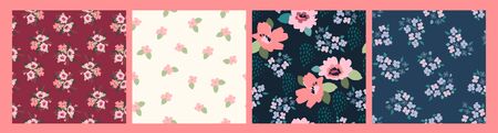 Floral abstract seamless patterns. Vector design for different surfases.のイラスト素材