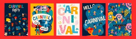 Hello Carnival. Vector set of illustrations for carnival concept and other use.のイラスト素材