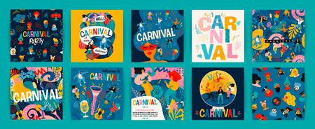 Hello Carnival. Vector set of illustrations for carnival concept and other use.のイラスト素材