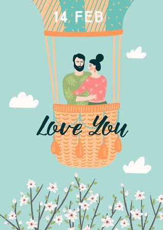 Romantic illustration with man and woman. Love, love story, relationship.のイラスト素材
