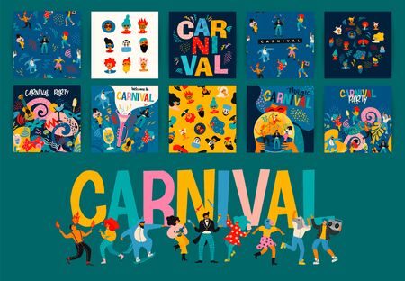 Hello Carnival. Vector set of illustrations for carnival concept and other use.のイラスト素材