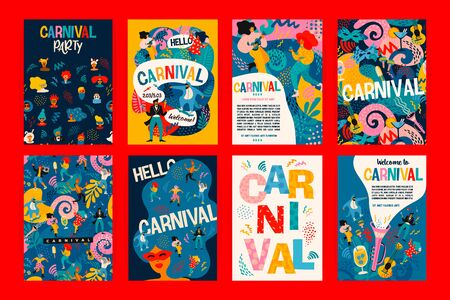 Hello Carnival. Vector set of illustrations for carnival concept and other use.のイラスト素材