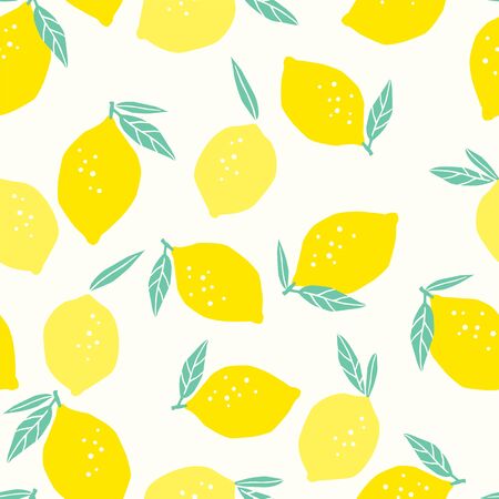 Vector seamless pattern with lemons. Trendy hand drawn textures.のイラスト素材