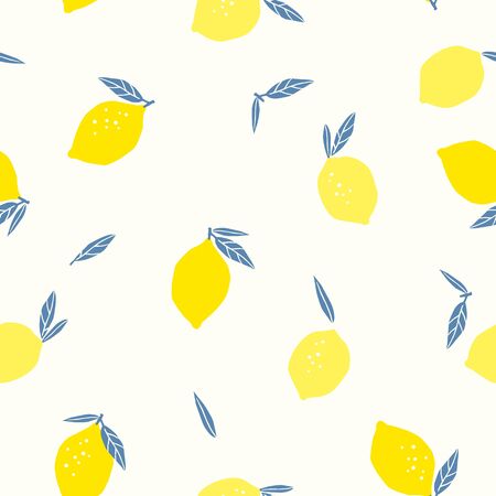 Vector seamless pattern with lemons. Trendy hand drawn textures.のイラスト素材