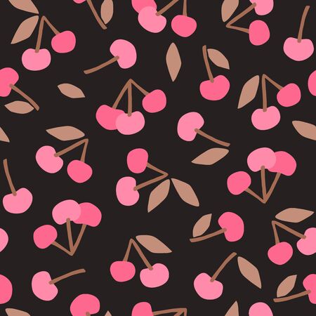 Vector seamless pattern with cherry. Trendy hand drawn textures.のイラスト素材