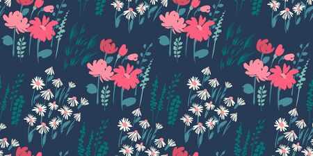 Floral abstract seamless pattern. Vector design for different surfases.のイラスト素材