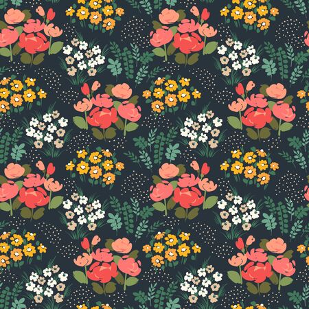 Floral abstract seamless pattern. Vector design for different surfases.のイラスト素材
