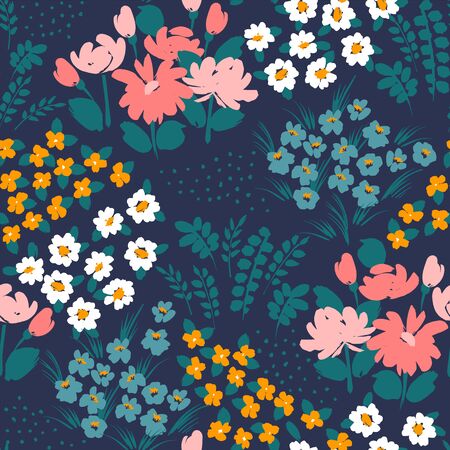 Floral abstract seamless pattern. Vector design for different surfases.のイラスト素材