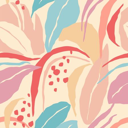 Artistic seamless pattern with abstract leaves. Modern design.のイラスト素材