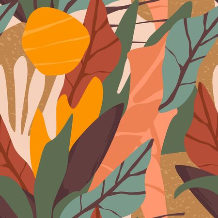 Artistic seamless pattern with abstract leaves. Modern designのイラスト素材