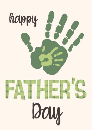 Happy Fathers Day. Vector illustration. Imprints of male and children s hands.のイラスト素材