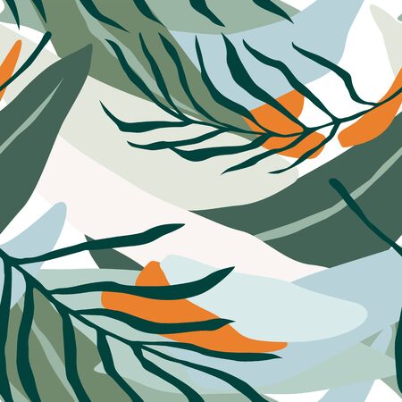Artistic seamless pattern with abstract leaves. Modern designのイラスト素材