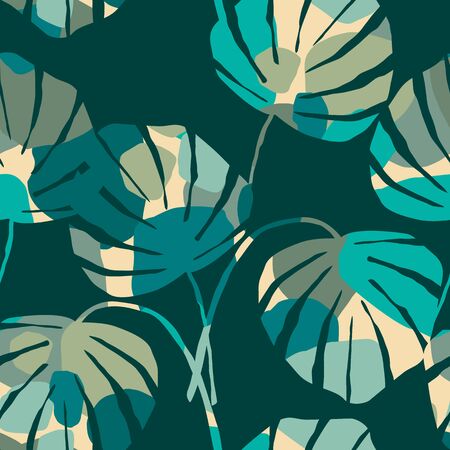 Artistic seamless pattern with abstract leaves. Modern designのイラスト素材