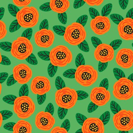 Folk floral seamless pattern. Modern abstract design for paper, cover, fabric, pacing and other usersのイラスト素材