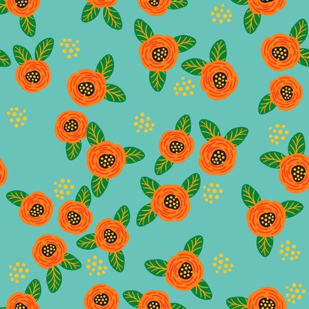 Folk floral seamless pattern. Modern abstract design for paper, cover, fabric, pacing and other usersのイラスト素材
