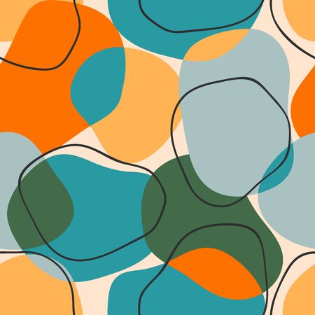 Simple geometric seamless pattern with abstract shapes. Trendy hand drawn textures.のイラスト素材