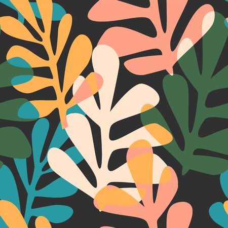 Artistic seamless pattern with abstract leaves. Modern designのイラスト素材